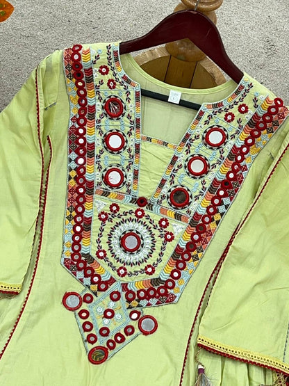 Green Color Pure Khadi Cotton Designer Co-ord Set