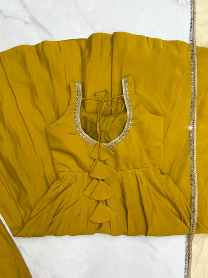 Haldi Wear Yellow Color Fully Flair 3 Piece Anarkali Gown