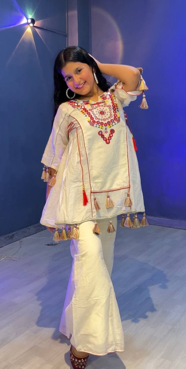 Function Wear Pure Khadi Cotton Kids Palazzo Suit Set
