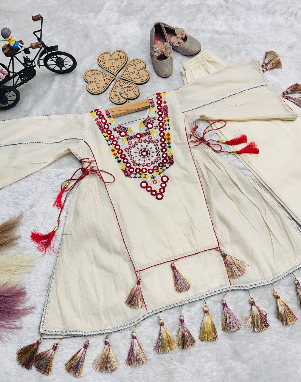 Function Wear Pure Khadi Cotton Kids Palazzo Suit Set