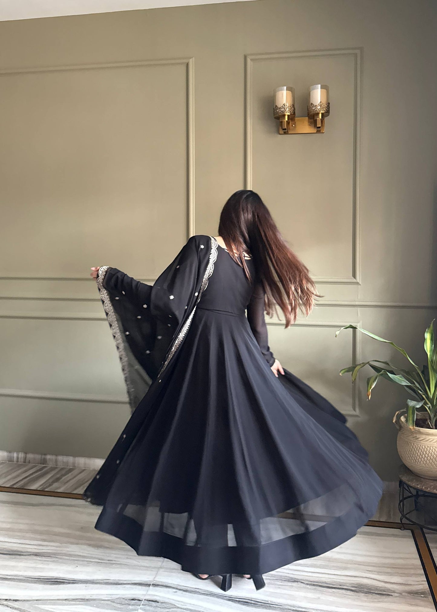 Admiring Black Color Embroidered Anarkali Suit With Dupatta