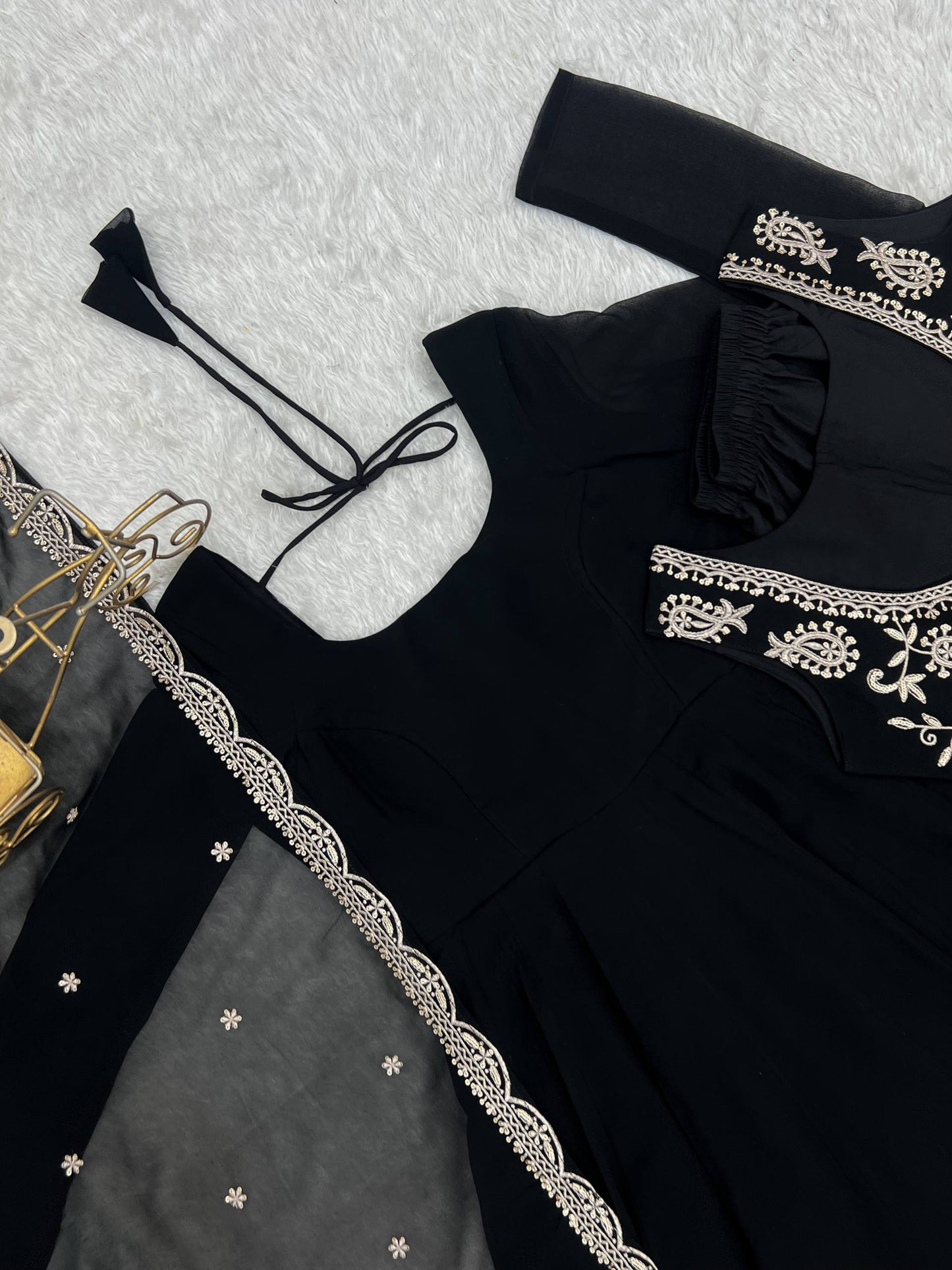 Admiring Black Color Embroidered Anarkali Suit With Dupatta