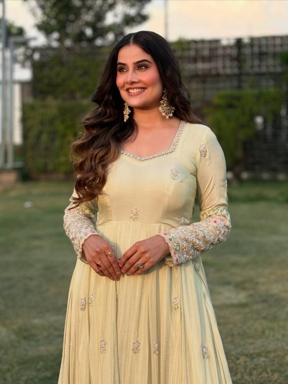 Party Wear Off White Embroidery Georgette Designer Gown