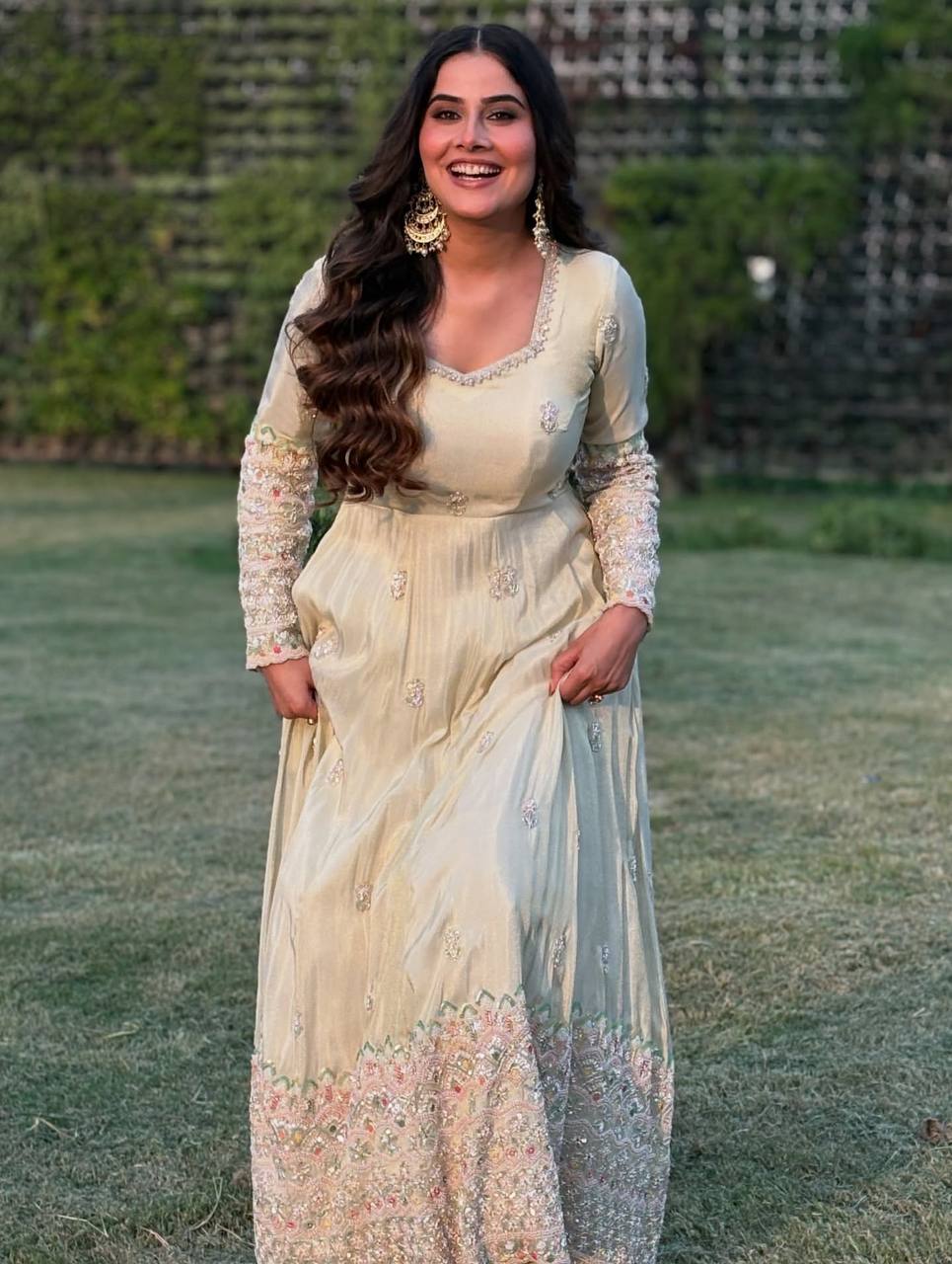 Party Wear Off White Embroidery Georgette Designer Gown