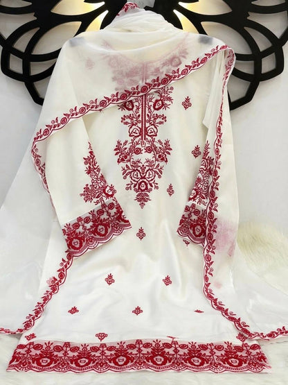 Festive Wear Maroon Color Cotton Farshi Suit With Silk Dupatta