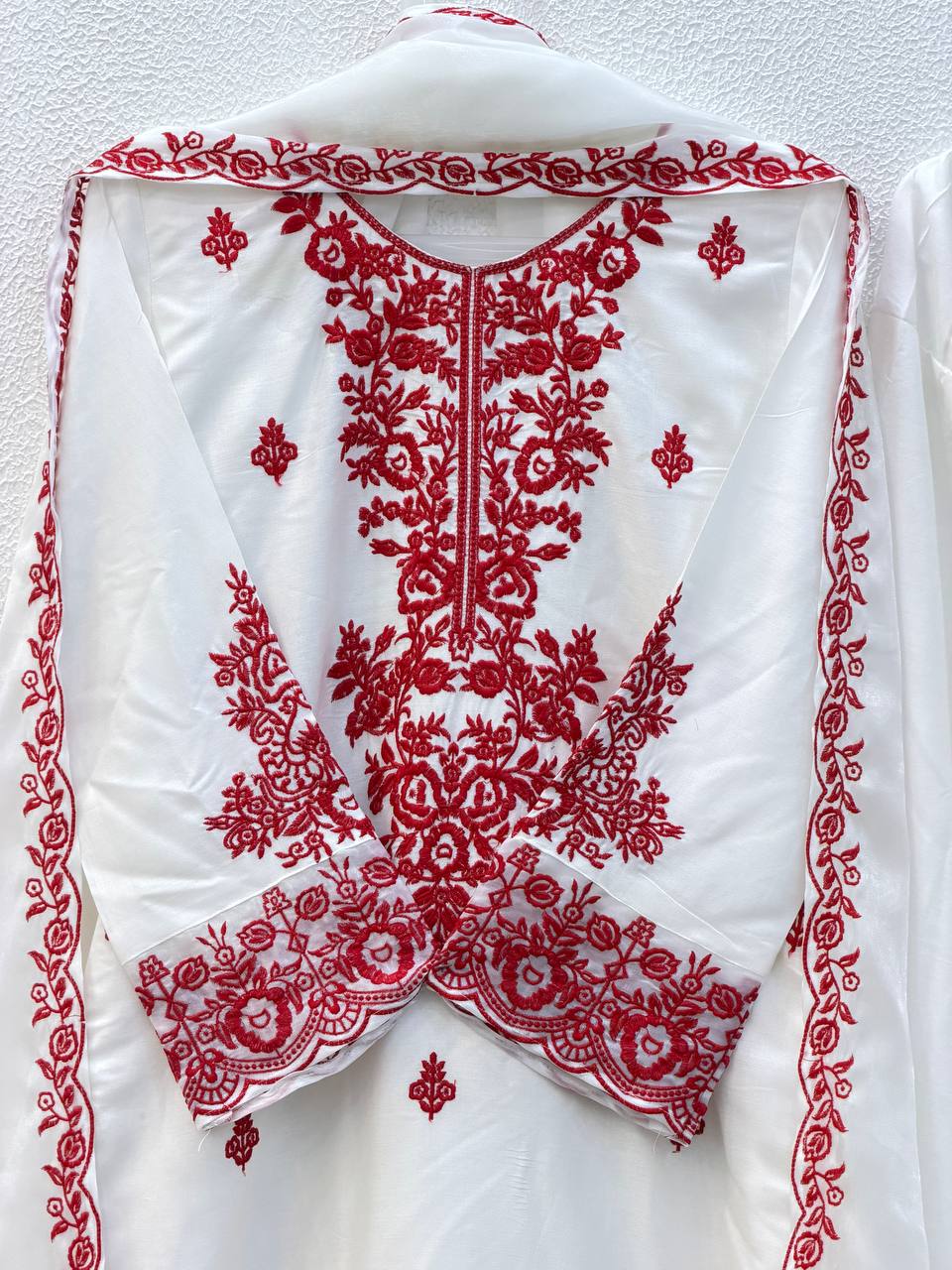 Festive Wear Maroon Color Cotton Farshi Suit With Silk Dupatta