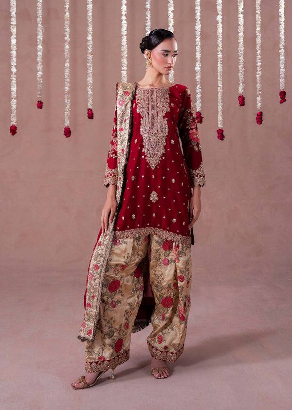 Gorgeous Maroon Color Embroidered Patiyala Salwar With Dupatta