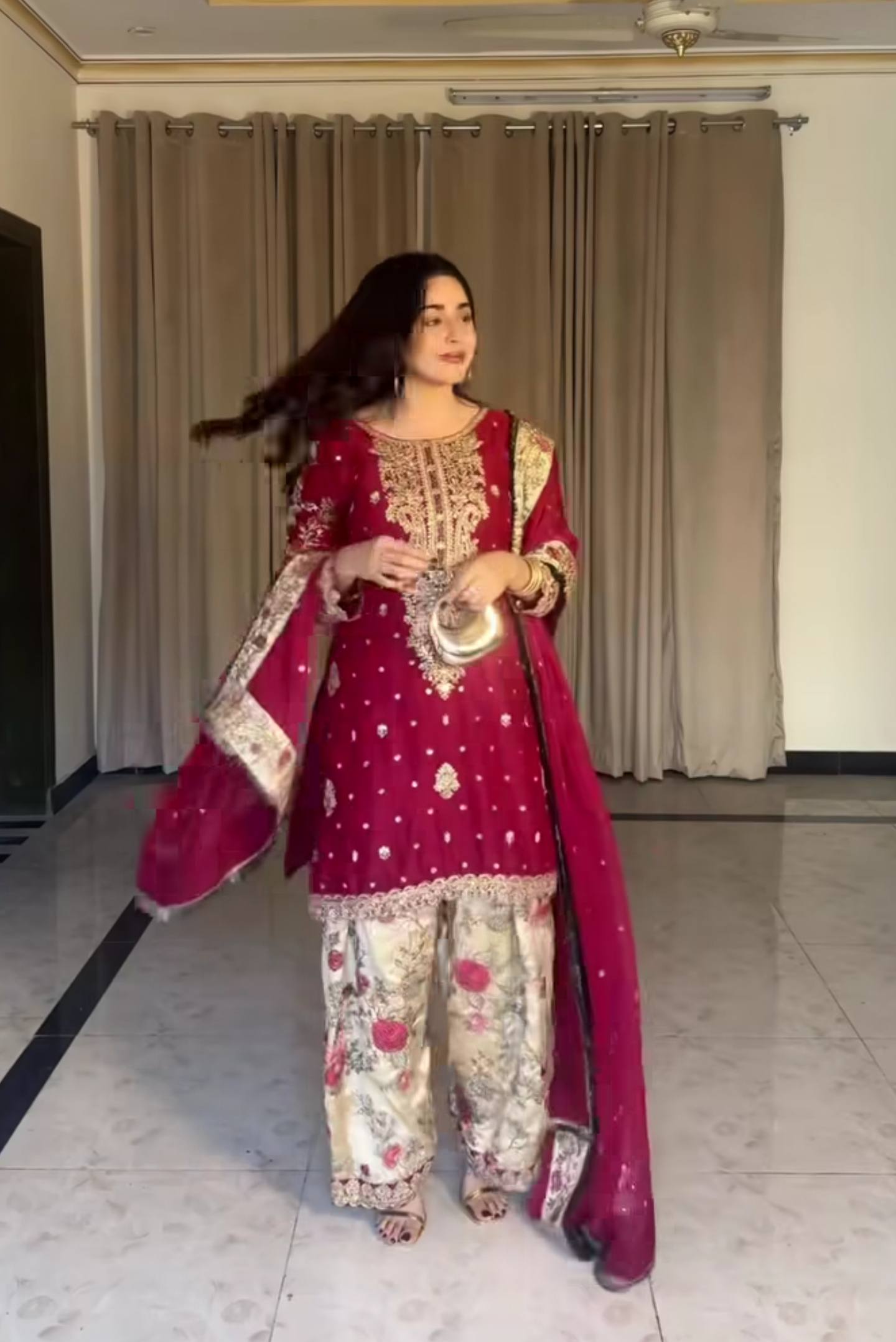 Festive Wear Maroon Color Embroidered Patiyala Salwar Suit