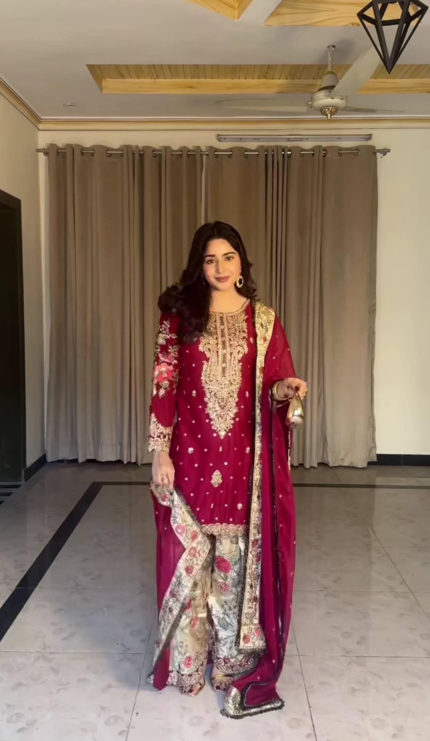 Festive Wear Maroon Color Embroidered Patiyala Salwar Suit