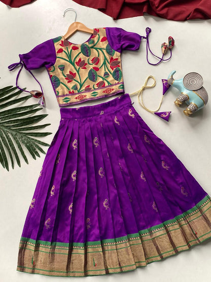 Beautiful Jacquard Silk Designer Kids Lehenga Choli