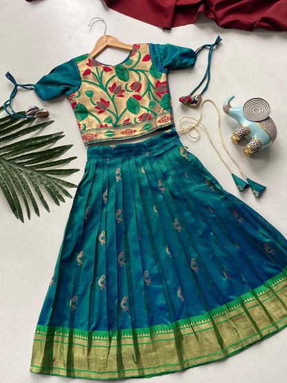 Beautiful Jacquard Silk Designer Kids Lehenga Choli