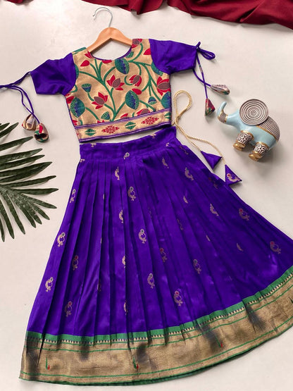 Beautiful Jacquard Silk Designer Kids Lehenga Choli