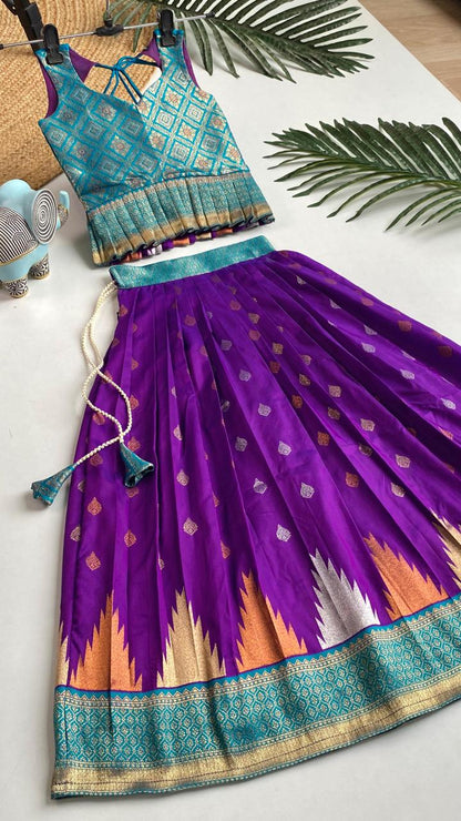 Wedding Wear South Style Silk Lehenga Choli For Girls