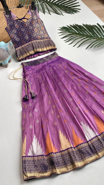 Wedding Wear South Style Silk Lehenga Choli For Girls