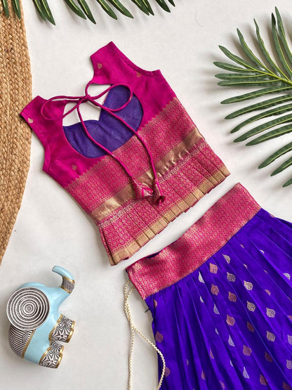 Wedding Wear South Style Silk Lehenga Choli For Girls
