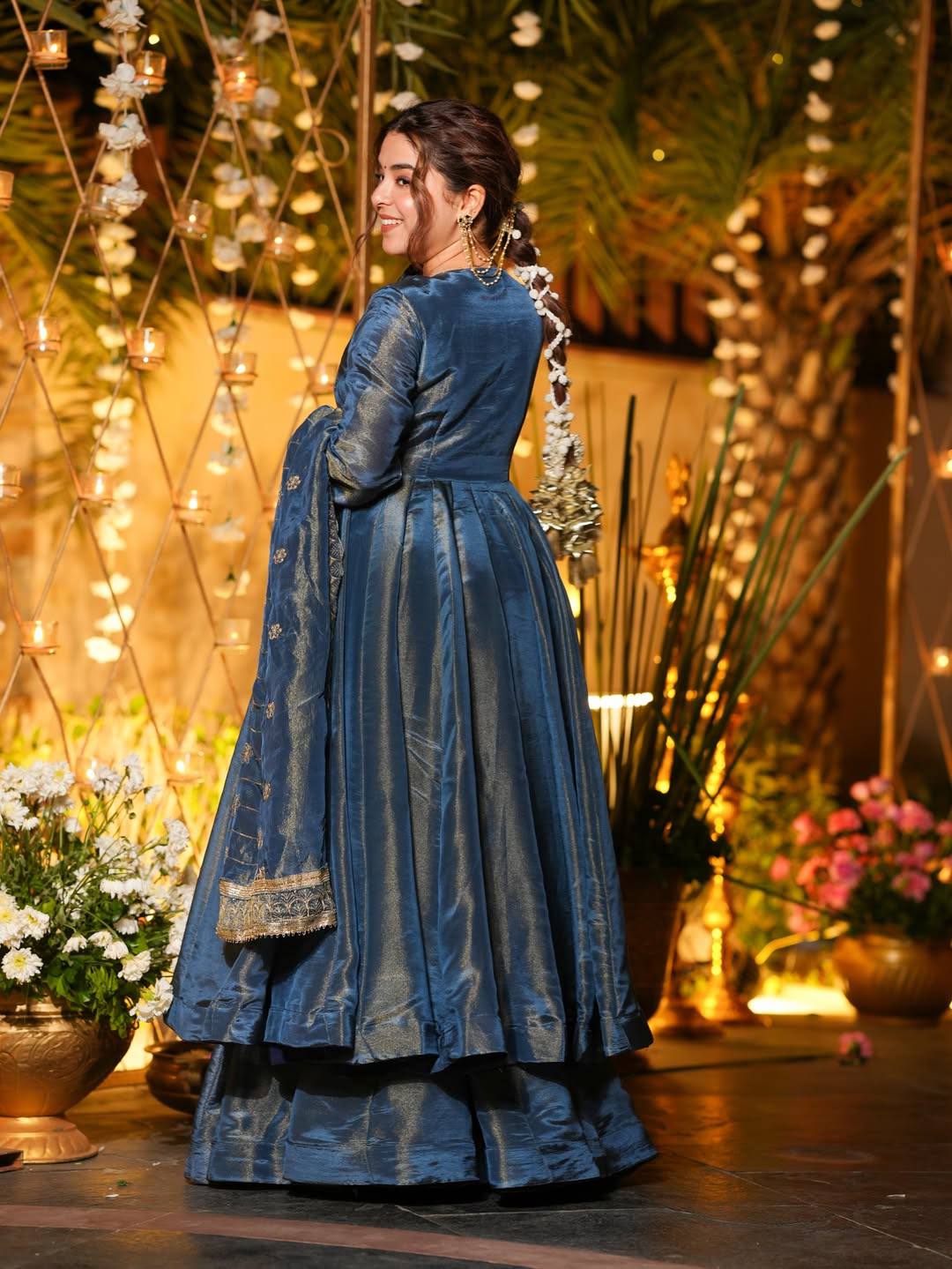 Elegant Teal Color Embroidered Designer Anarkali Palazzo Suit