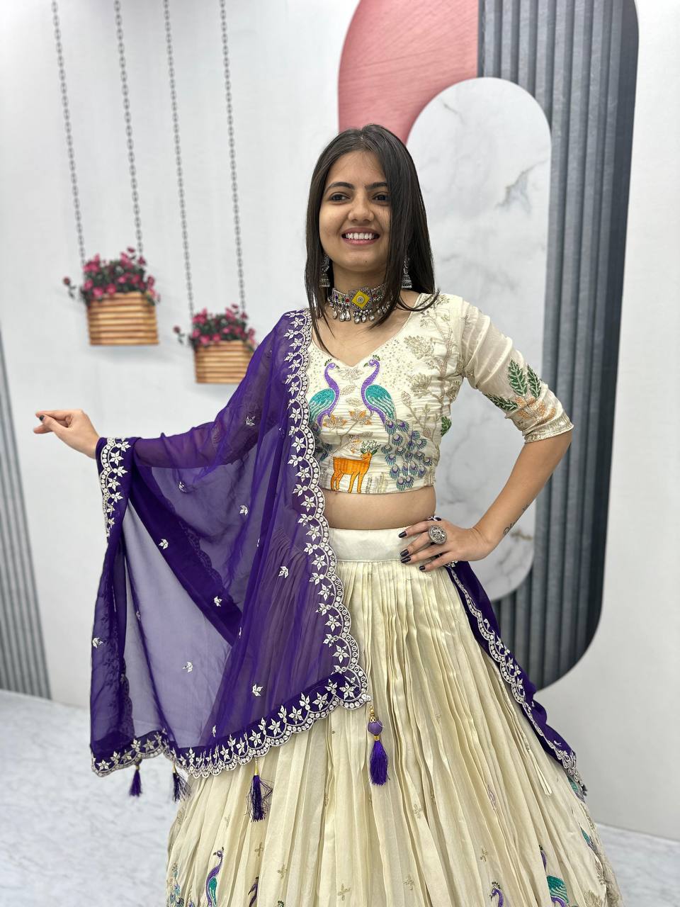 Occasion Wear Pure Tissue Silk With Heavy Thread And Sequence Work Designer Lehenga Choli