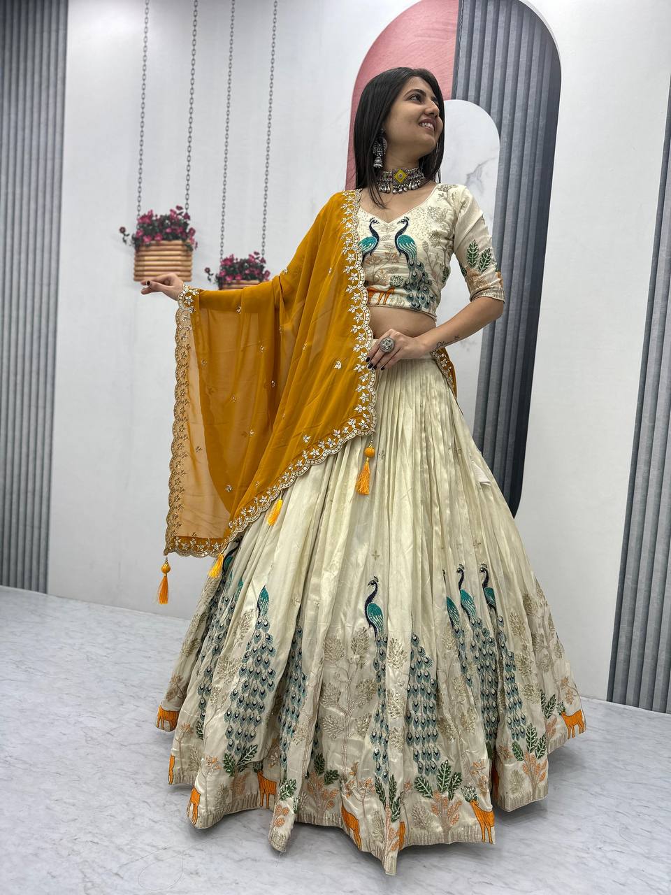 Marriage Wear Pure Tissue Silk With Heavy Thread And Sequence Work Designer Lehenga Choli