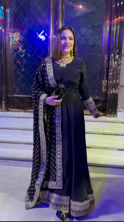 Embellished Black Color Jimmy Choo Silk With Embroidery Sequence Work Lehenga Choli