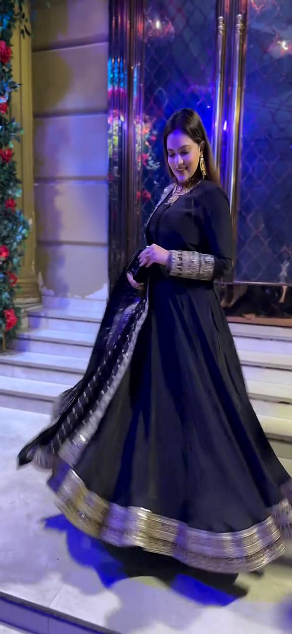 Embellished Black Color Jimmy Choo Silk With Embroidery Sequence Work Lehenga Choli