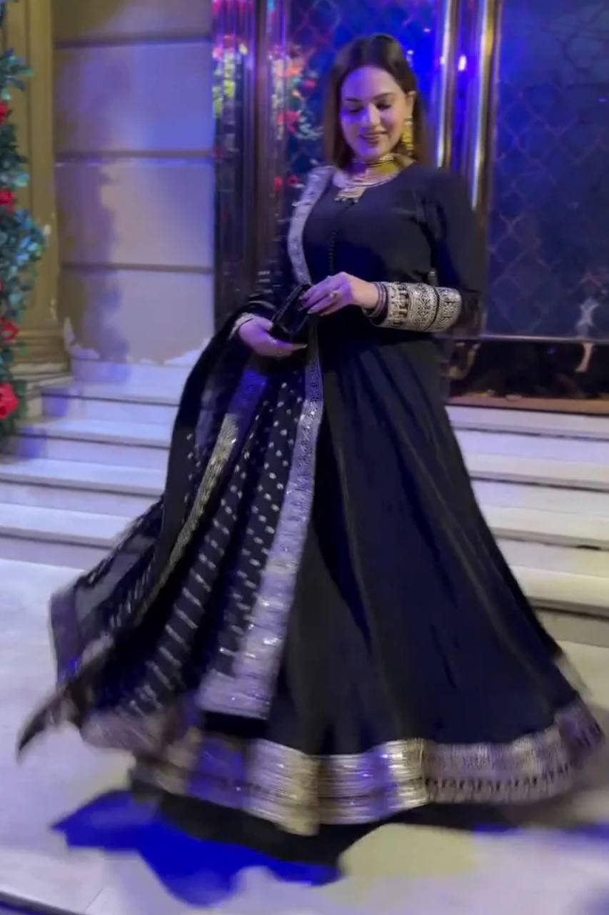 Embellished Black Color Jimmy Choo Silk With Embroidery Sequence Work Lehenga Choli