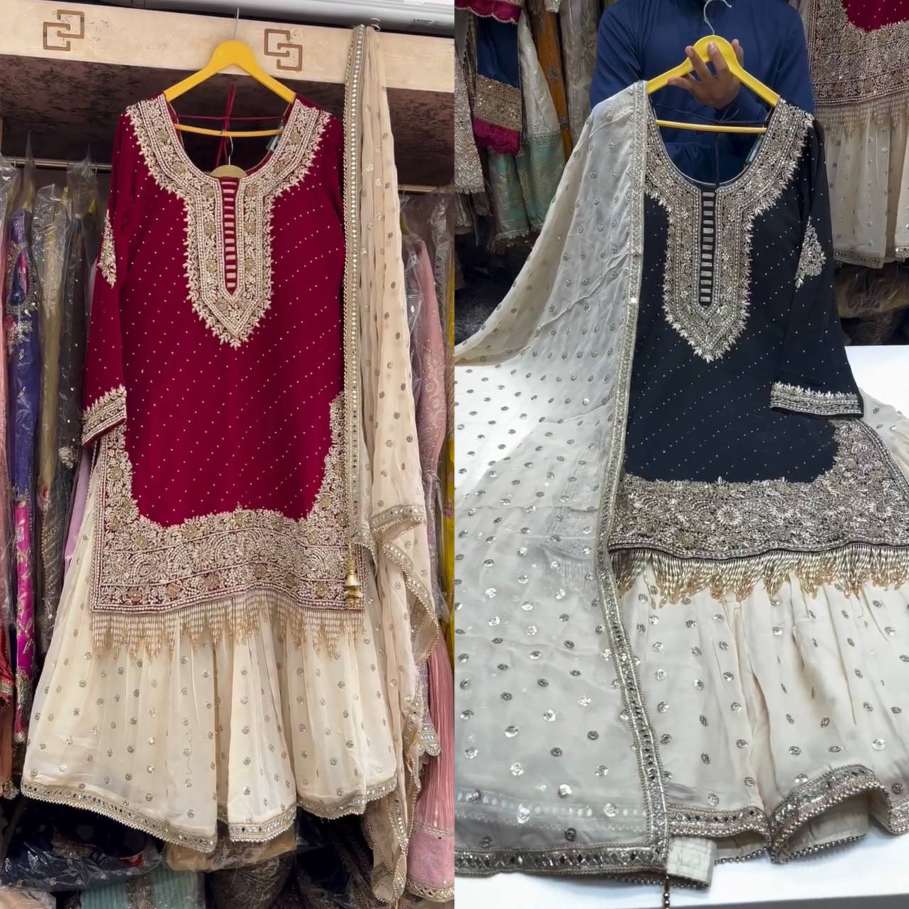 Designer Georgette Hand Work Fully Stitched Sharara Set