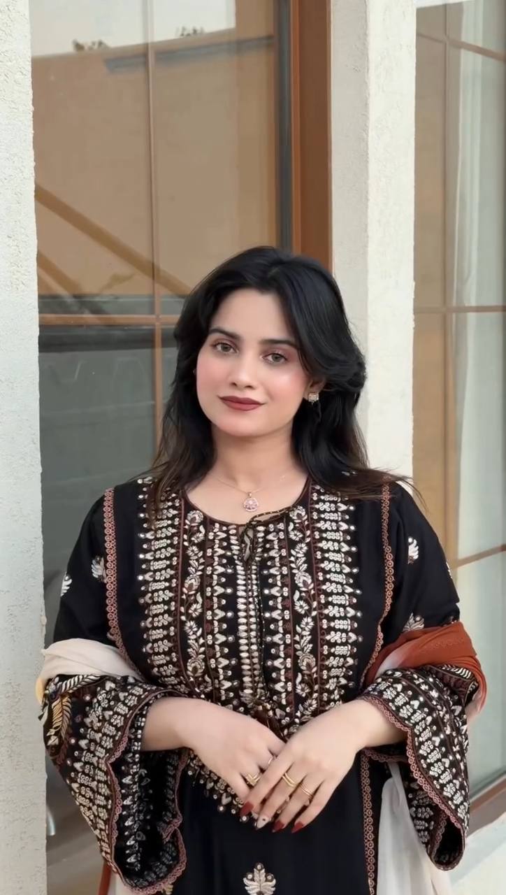 Ready To Wear Black Color Rayon Cotton Farshi Suit