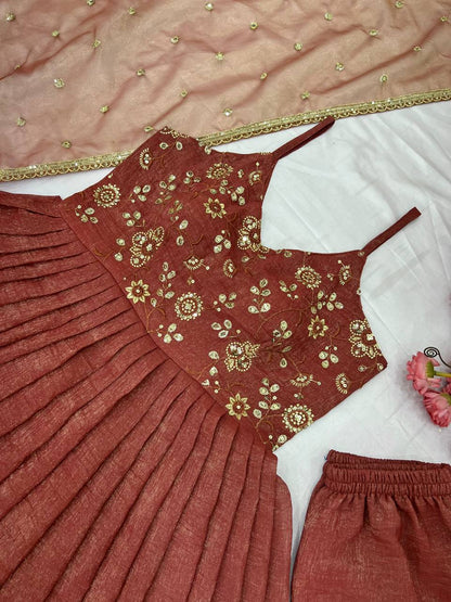Party Wear Light Brown Fancy Silk With Embroidery Sequence Work With Attached Cups Designer Gown