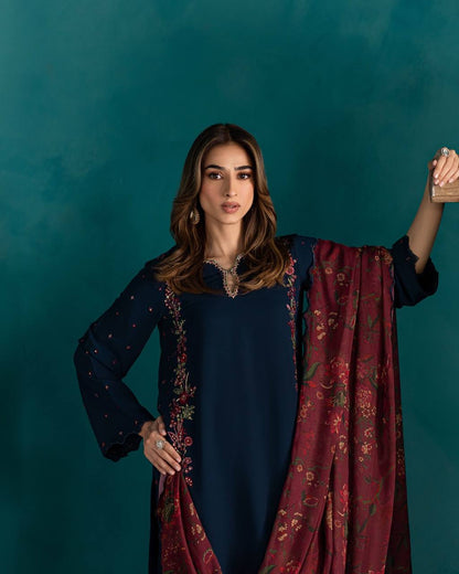 Traditional Wear Neavy Blue Color Pure Natural Crep Silk With Embroidery Sequence Work Salwar Suit