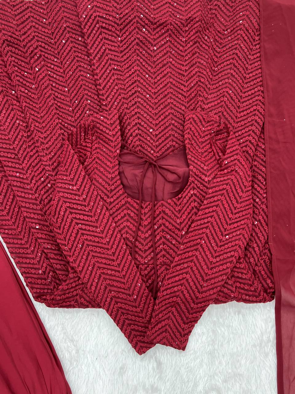 Arti Chauhan Maroon Color Sequins Work Designer Anarkali Suit