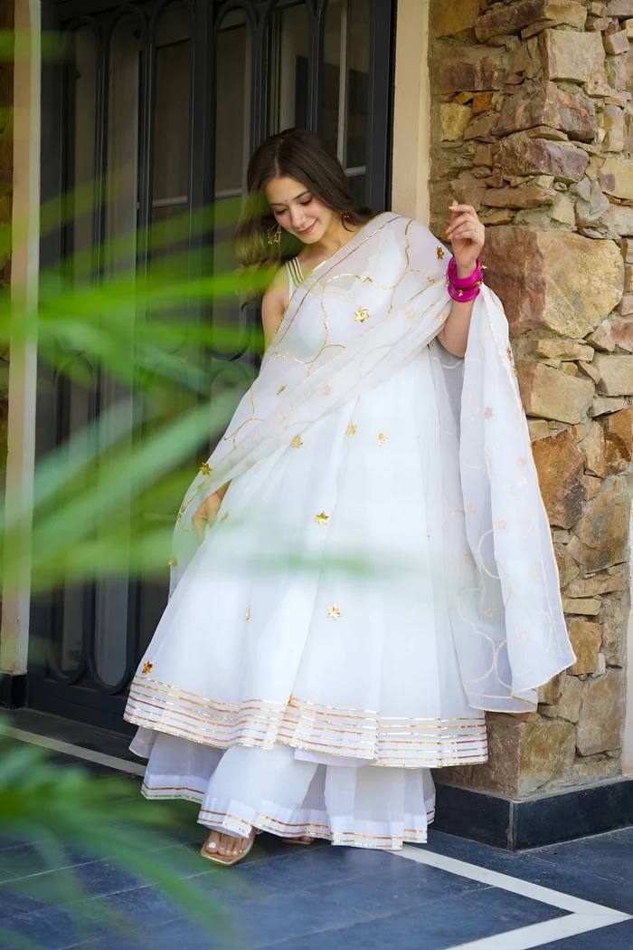 Elegant Off White Color Designer Handwork Anarkali Suit Set
