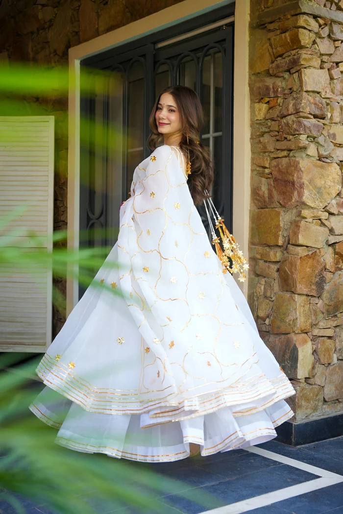 Elegant Off White Color Designer Handwork Anarkali Suit Set