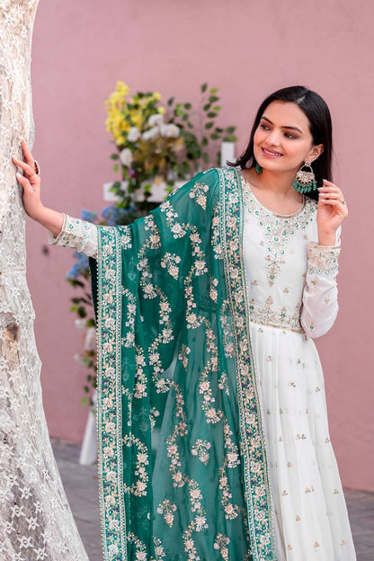 Exclusive Fully Stitch Aqua Green Color Heavy Faux Georgette With Embroidery Sequence Work Designer Gown