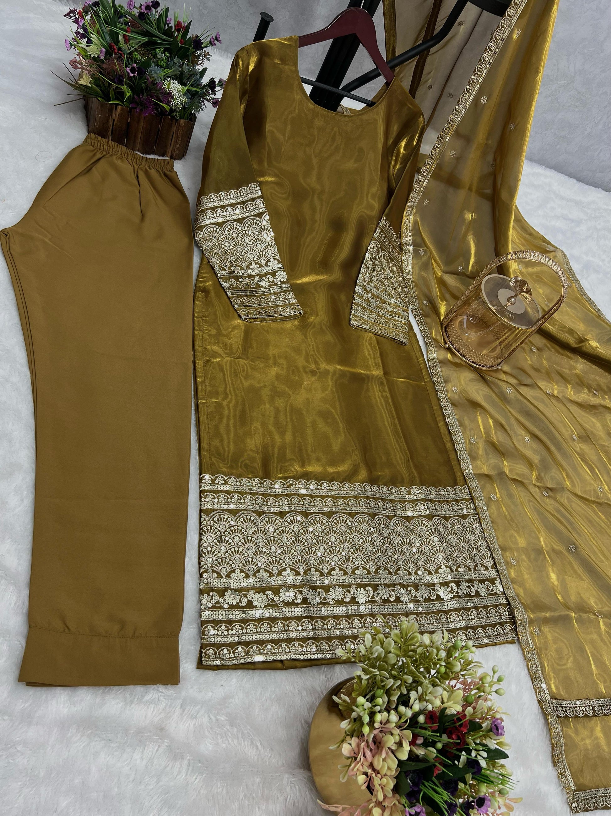 Glorious Jimmy Chu Brown Color salwar Suit