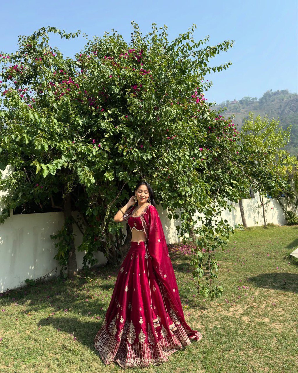 Ceremony Wear Maroon Color Jimmy Choo And Thread With Sequence Work Lehenga Choli