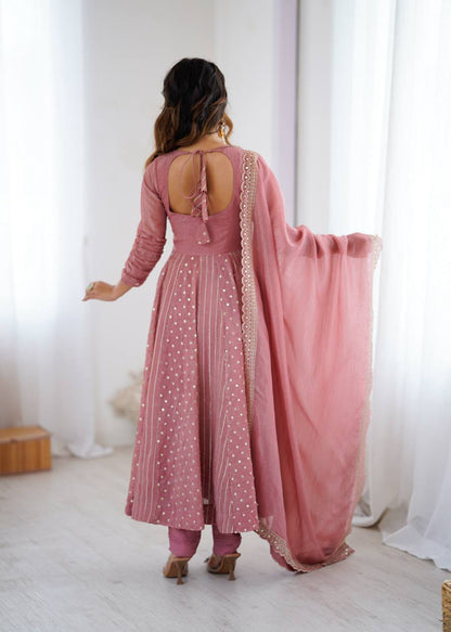 Arti Chauhan's Peach Color Embroideredr Anarkali Gown