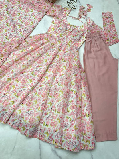 Designer Peach Color Floral Printed Arti Chauhan Anarkali Suit