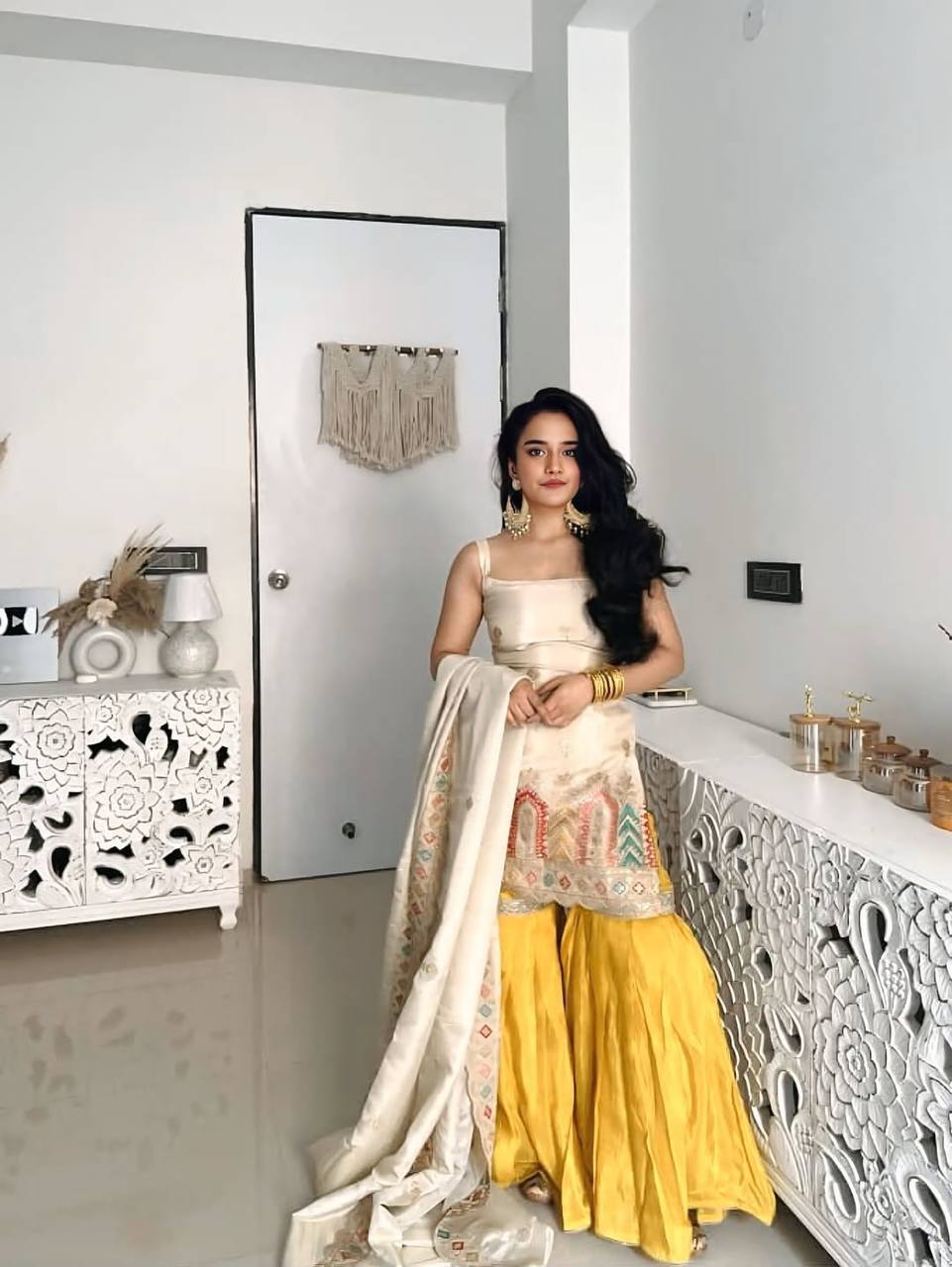 Party Wear Heavy Chinon Silk Embroidered Sharara Suit Set