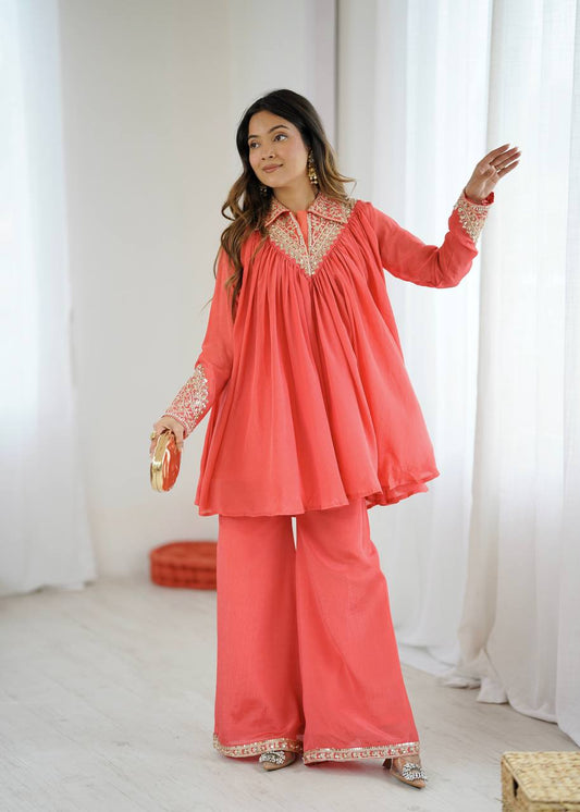 Arti Chauhan's Peach Color Designer Co-Ord Set