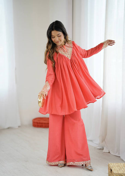 Arti Chauhan's Peach Color Designer Co-Ord Set