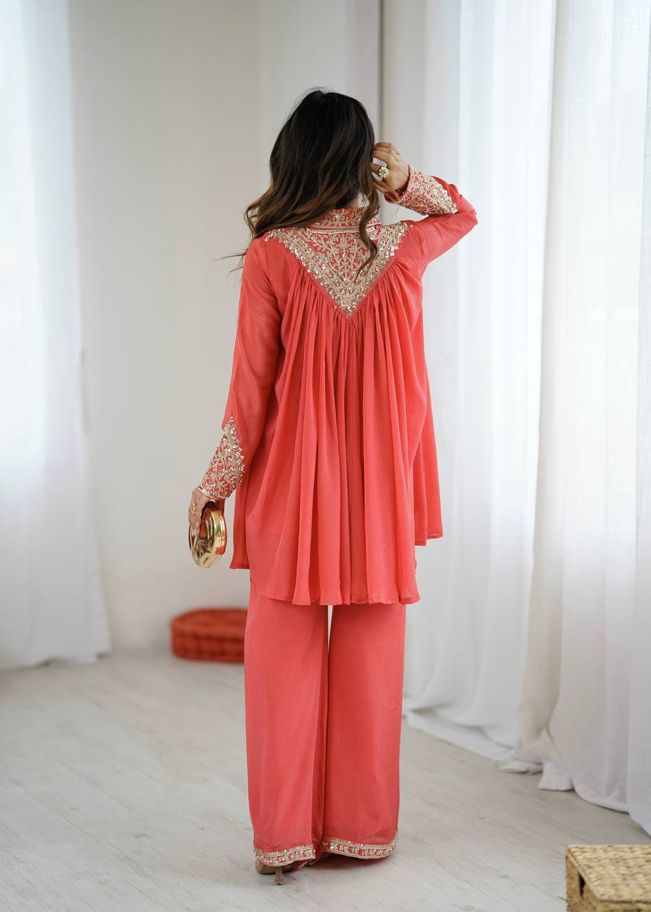 Arti Chauhan's Peach Color Designer Co-Ord Set