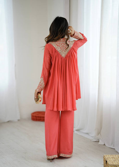 Arti Chauhan's Peach Color Designer Co-Ord Set