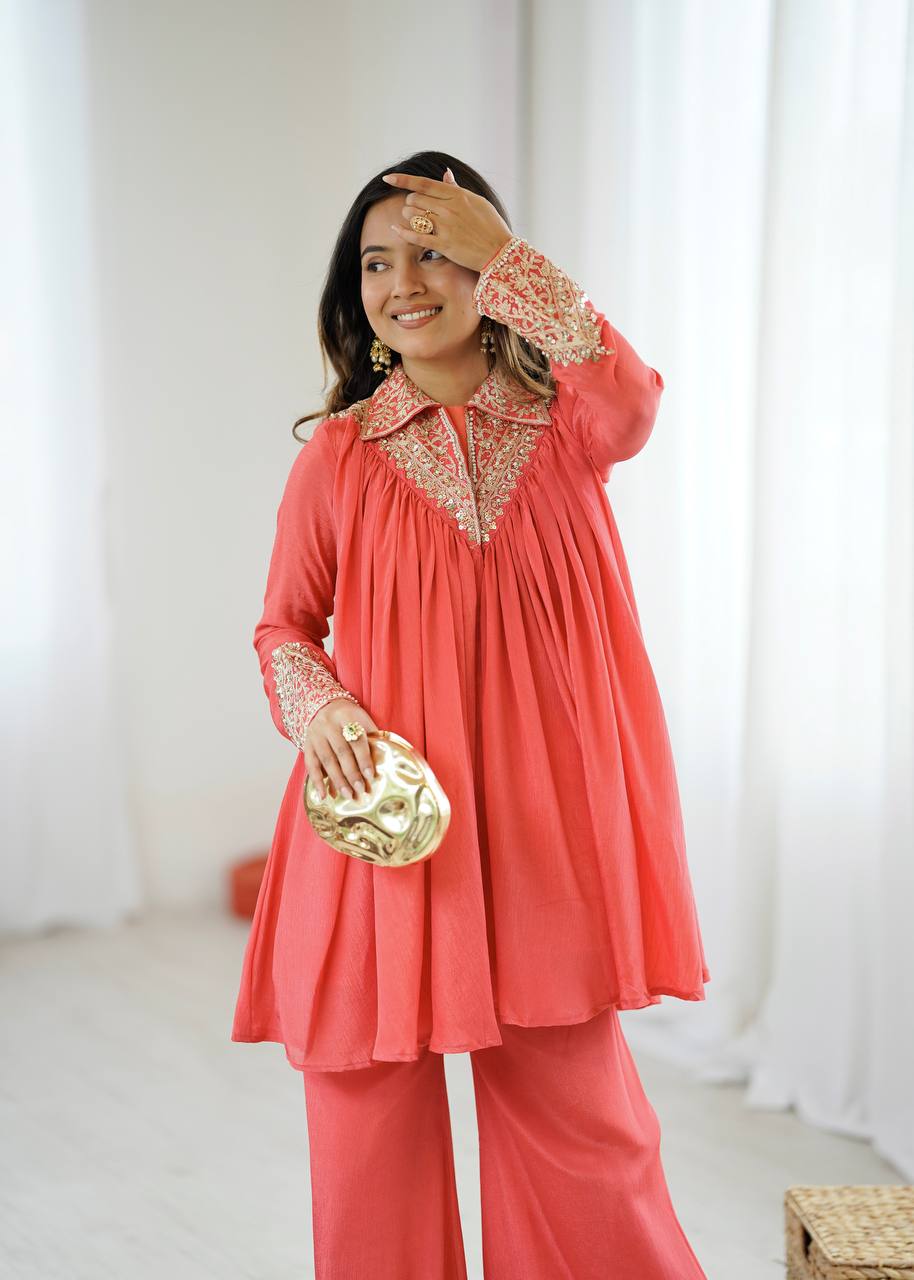 Arti Chauhan's Peach Color Designer Co-Ord Set