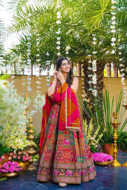Wedding Wear Red Multi Color Digital Printed Anarkali Gown