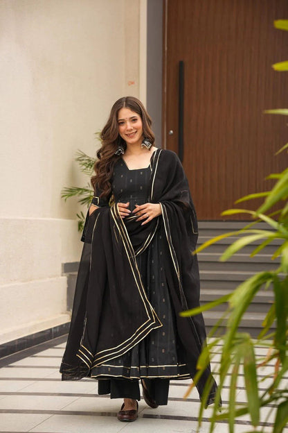 Superhit Black Color Softy Chex Digital Printed Padded Anarkali Suit