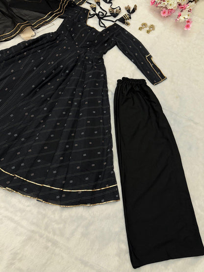 Superhit Black Color Softy Chex Digital Printed Padded Anarkali Suit