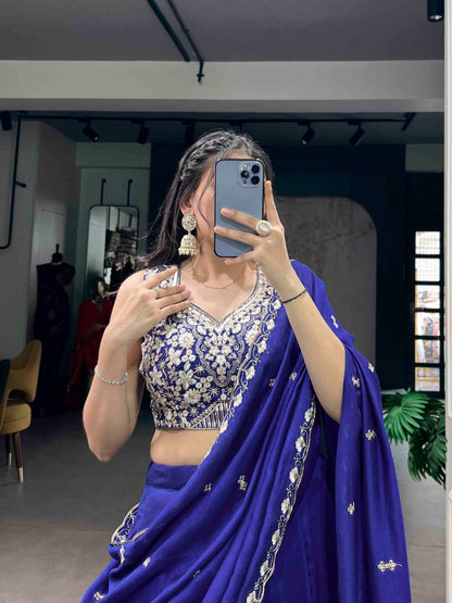 Engagement Wear Blue Color Beads Embroidered Lehenga Choli