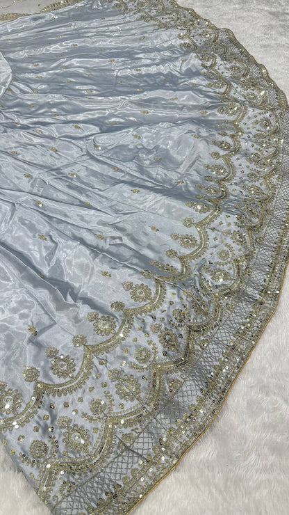 Designer Satin Silk Party Wear Lehenga Choli With Net Dupatta