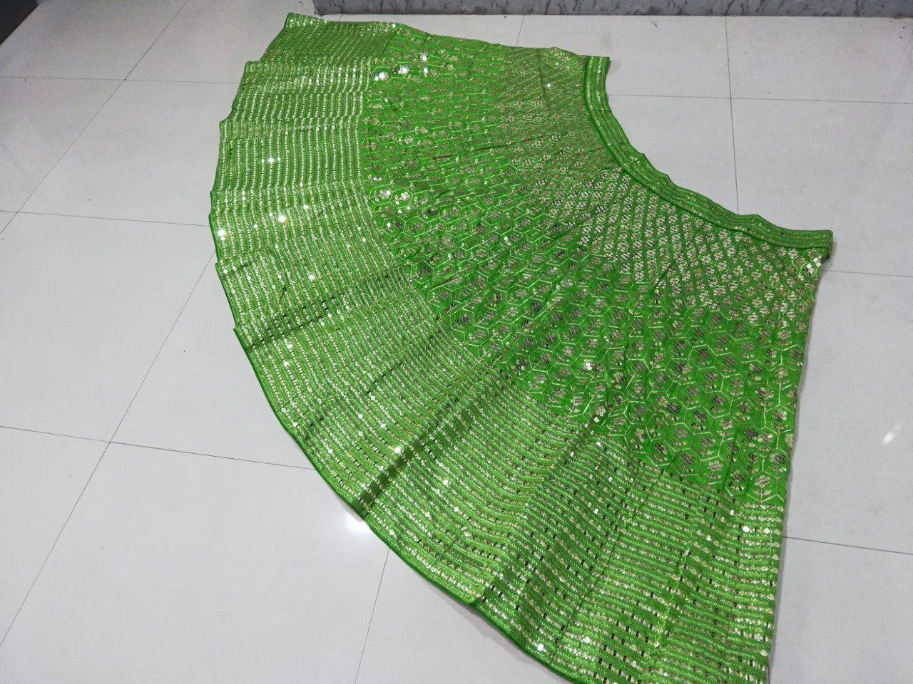 Celebrity Style Green Color Banglori Silk Zari Embroidered Lehenga Choli