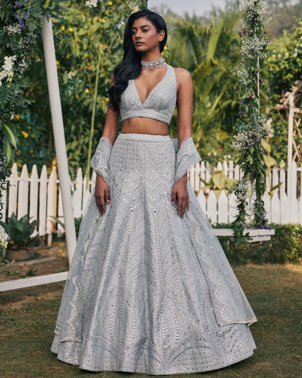 Party Wear Metallic Pink Color Embroidered Work Lehenga Choli